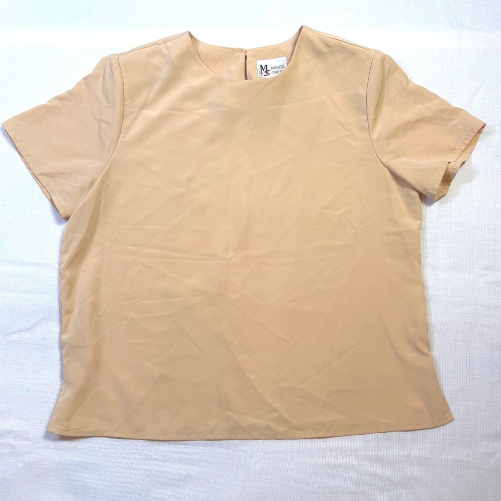 Maggie Sweet Bali Breeze Style 823 Beige Tan Short Sleeve Blouse Top 1X